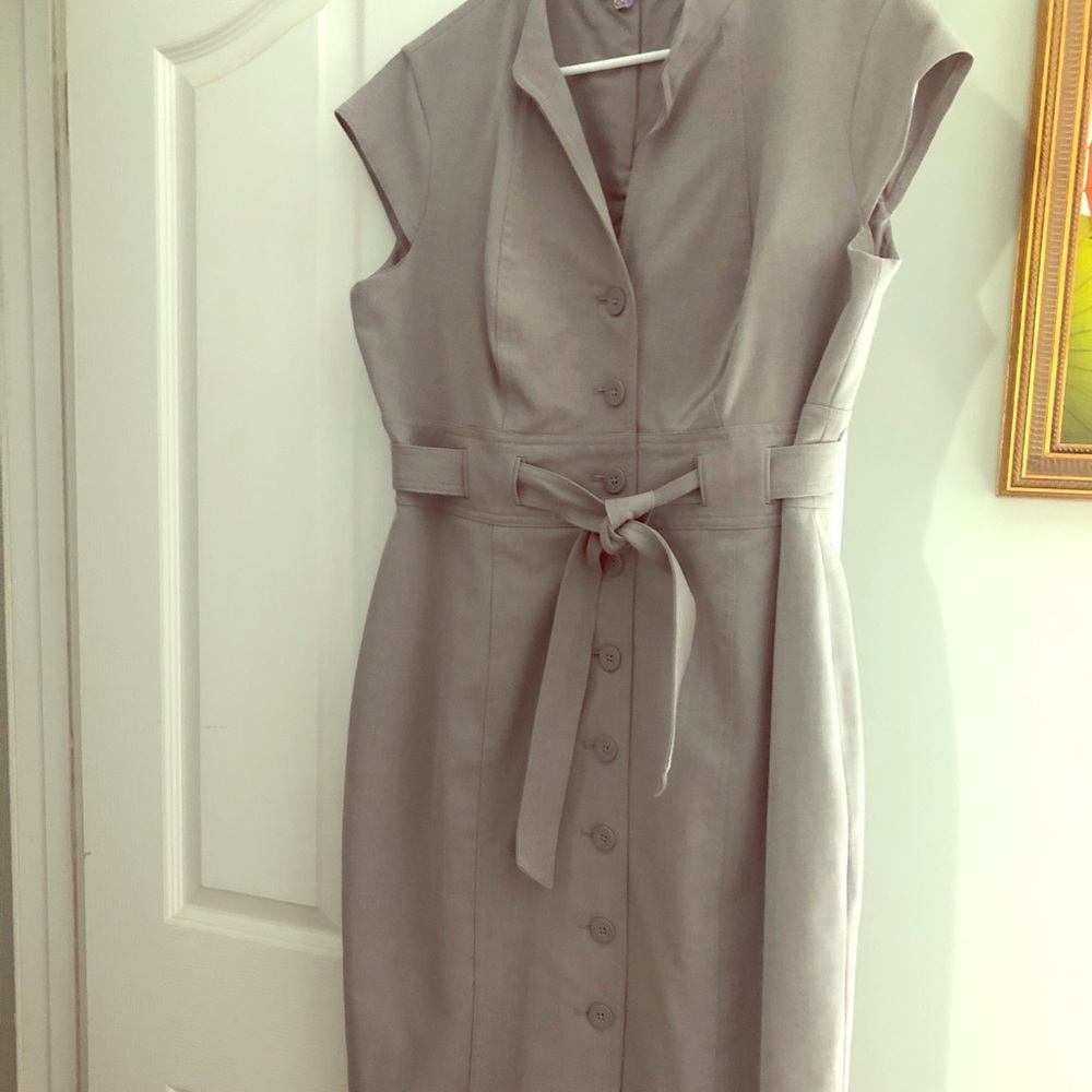 Grey, mini sleeved button down Calvin Klein dress